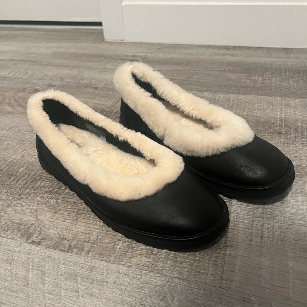 UGG Black Faux Fur Lined Ballet Flats